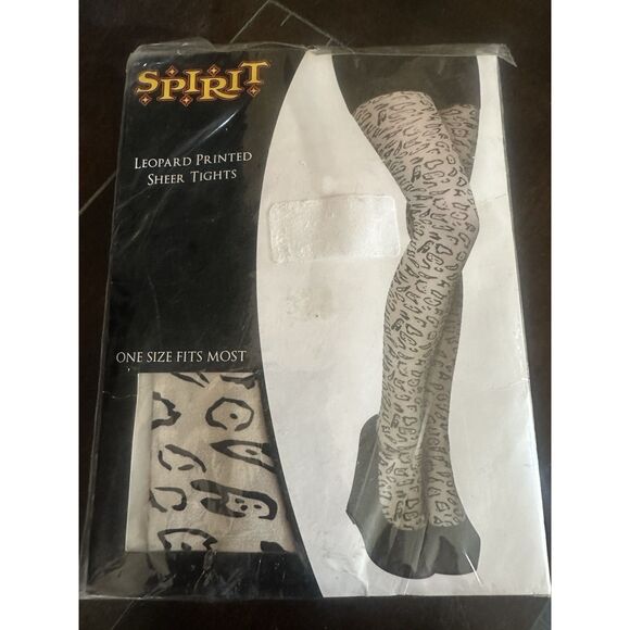 Spirit Halloween Spotted Leopard Print Sheer Footed Tights - One Size - Picture 1 of 2